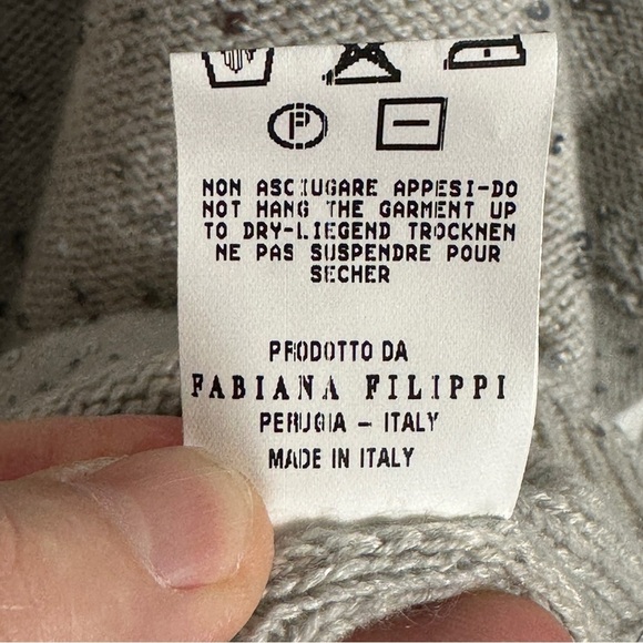 Fabiana Filippi cashmere sweater, gray with sequins, dolman slv., XXS - Picture 9 of 11
